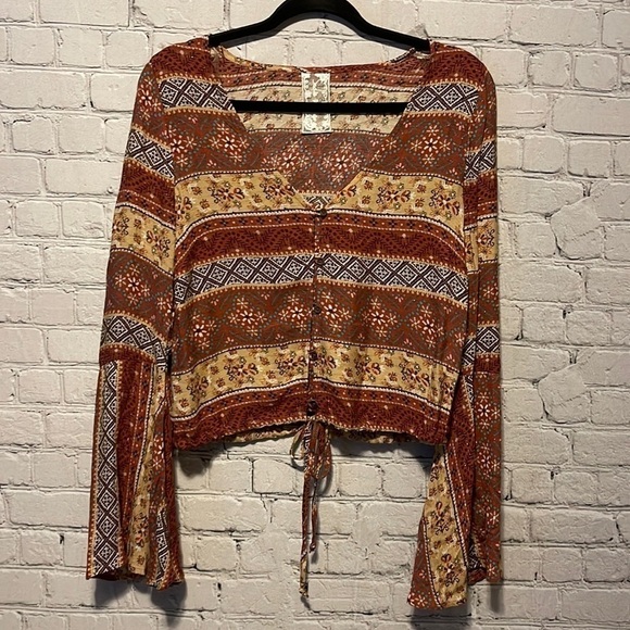 SADIE and Sage Top Size Small Bell Sleeve Prairie Rustic Peasant Boho - Picture 5 of 10